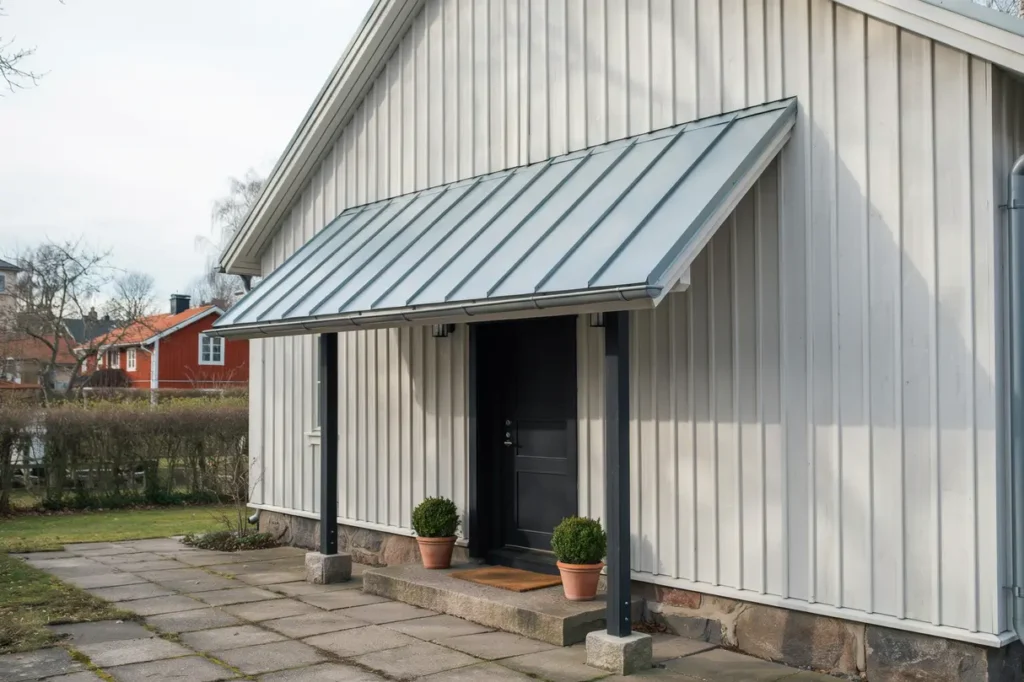 bandt ckning av entr tak i zinkpl t i abrahamsberg bromma
